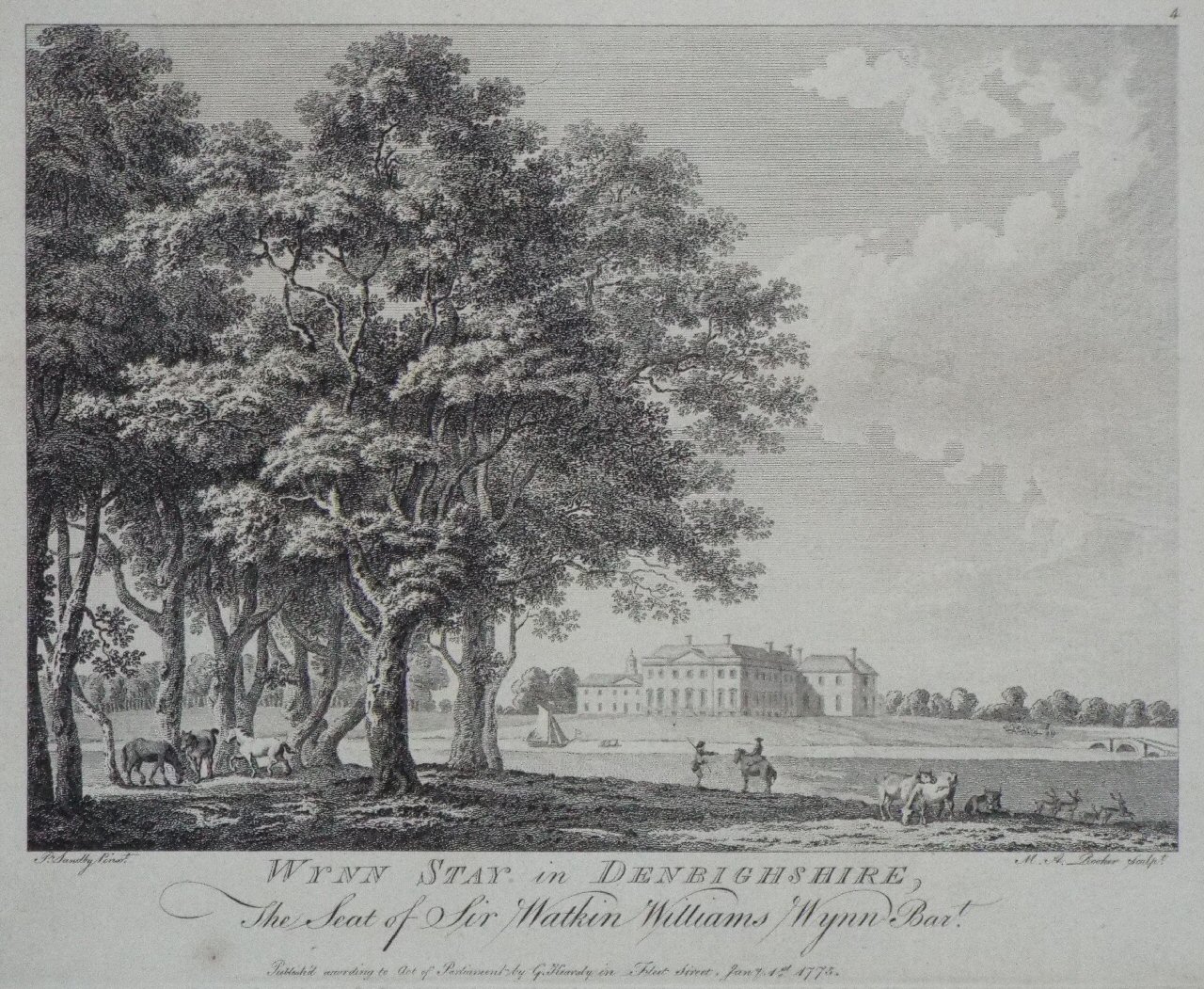 Print - Wynn Stay in Denbighshire, The Seat of Sir Watkin Williams Wynn Bart, - Rooker